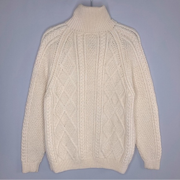 Carraig Donn Merino Wool Zip Sweater-Cream/Ivory-Womens S-Hand Knit-Ireland-Cozy - Picture 2 of 10